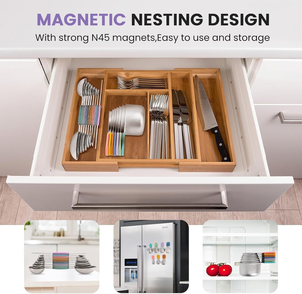 Magnetic Measuring Cups and Spoons Set, 304 Stainless Steel Fits