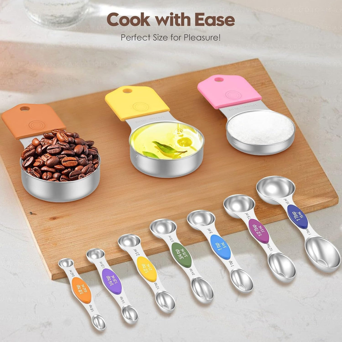 Magnetic Measuring Cups and Spoons Set, 304 Stainless Steel Fits