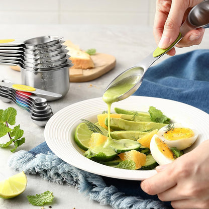 Magnetic Measuring Cups and Spoons Set, 304 Stainless Steel Fits