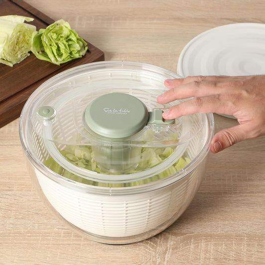 Kitchen Essential 6.3 Qt Salad Spinner, Fruit Washer, Washing Bowl with Strainer, Vegetable Cleaner, Salad Cleaner, Lettuce Washer - Juniper Green