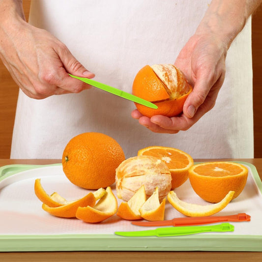 6 Pack Orange Peeler Tool Citrus Fruit Opener Kitchen Cutter Plastic Orange Peelers Tools Lemon Citrus Remover Easy Open Citrus Peel Cutter Vegetable Slicer Kitchen Accessories (Orange + Green)