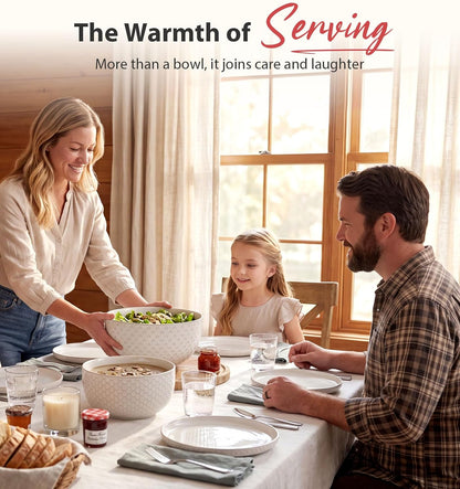 Ceramic Large Mixing Bowls Set of 4, 20/44/98/145 OZ, Ivory White | Nesting Bowls for Cooking, Baking, Salad Etc, Serving Bowls Gift, Kitchen Stoneware, Oven, Microwave and Dishwasher Safe