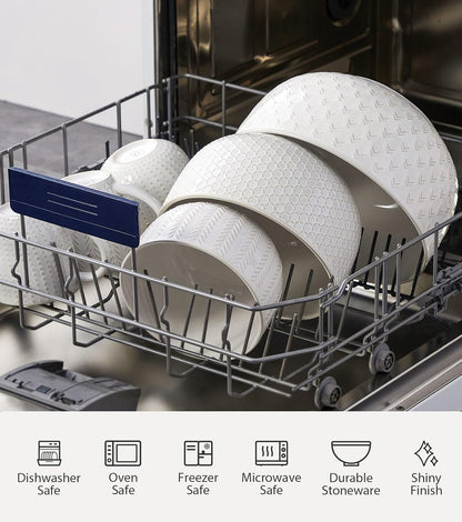 Ceramic Large Mixing Bowls Set of 4, 20/44/98/145 OZ, Ivory White | Nesting Bowls for Cooking, Baking, Salad Etc, Serving Bowls Gift, Kitchen Stoneware, Oven, Microwave and Dishwasher Safe
