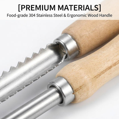 2-Piece Stainless Steel Jalapeno Corer & Zucchini Corer Tool Set - Heavy Duty Pepper Core Remover with Serrated & Smooth Blades - Multi-Use Vegetable & Fruit Pitter for Pear, Cherry, Jujube