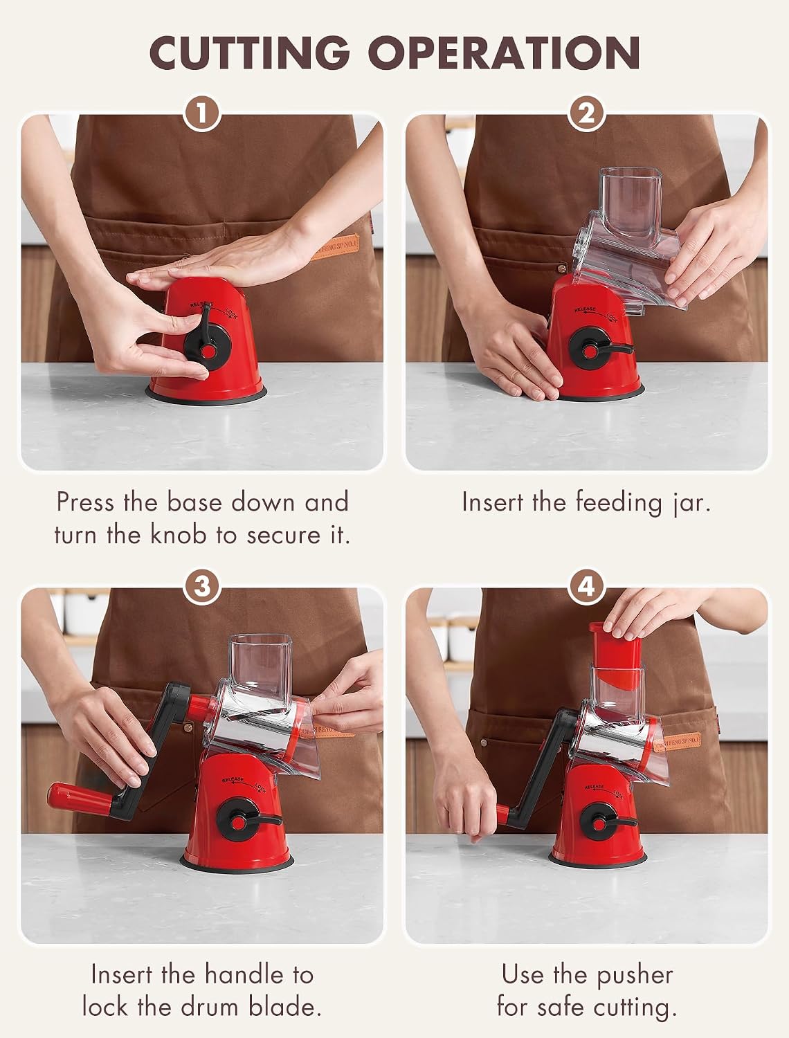 Upgraded 5 in 1 Rotary Cheese Grater, Cheese Shredder Vegetable Slicer