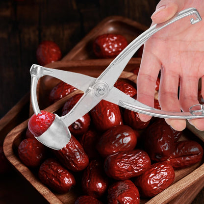Heavy Duty Stainless Steel Cherry Pitter and Olive Remover Tool Compact Wear-Resistant Metal Corer for Household Date and Cherry Pitting Kitchen Gadget for Fruit and Vegetable Core Removal