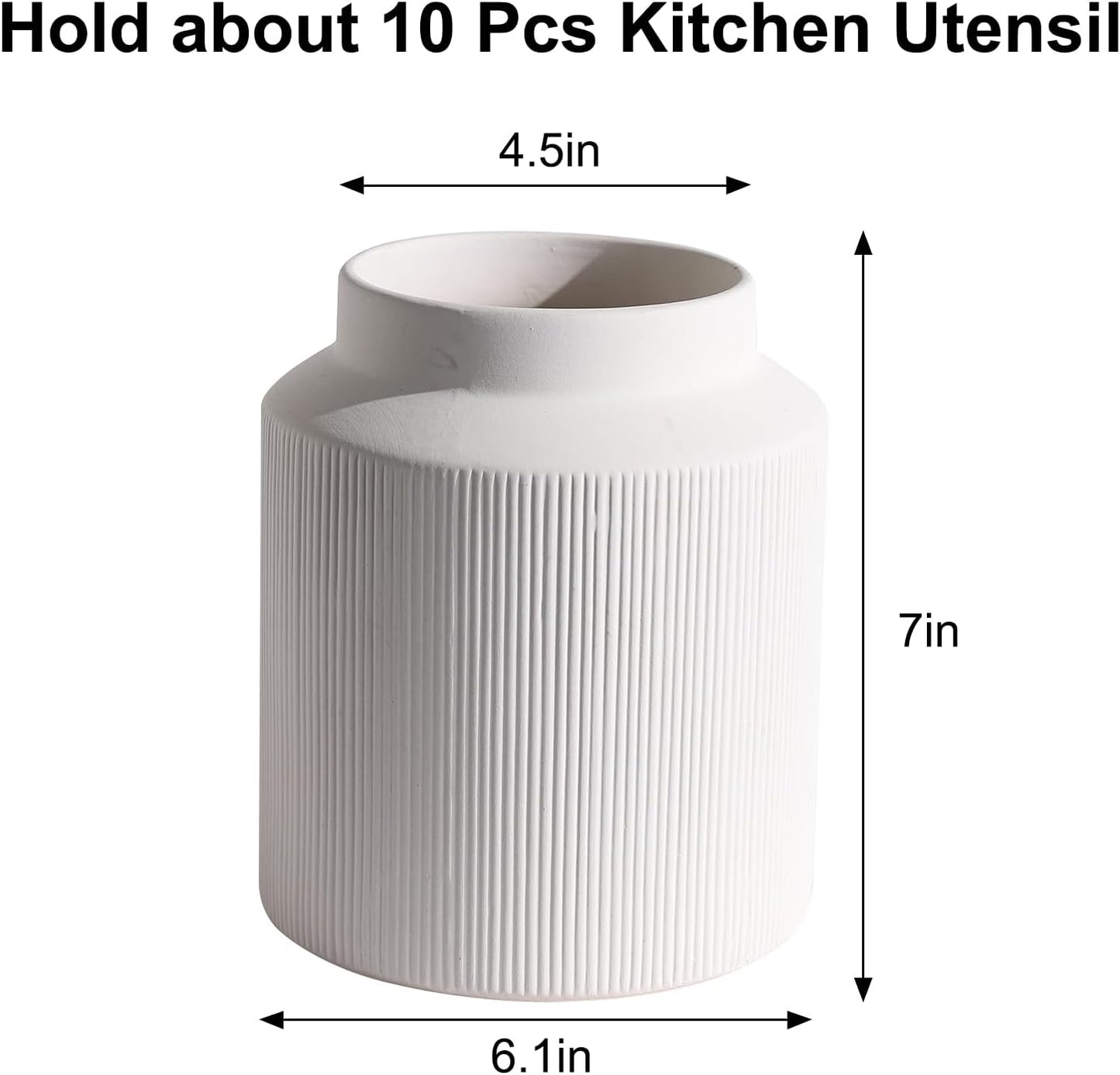 Farmhouse Ceramic Farmhouse Kitchen Utensil Holder for Countertop, Rustic Cooking Utensil Holder Crock Fit for Kitchen Counter. 6.1 x 6.1 x 7 IN