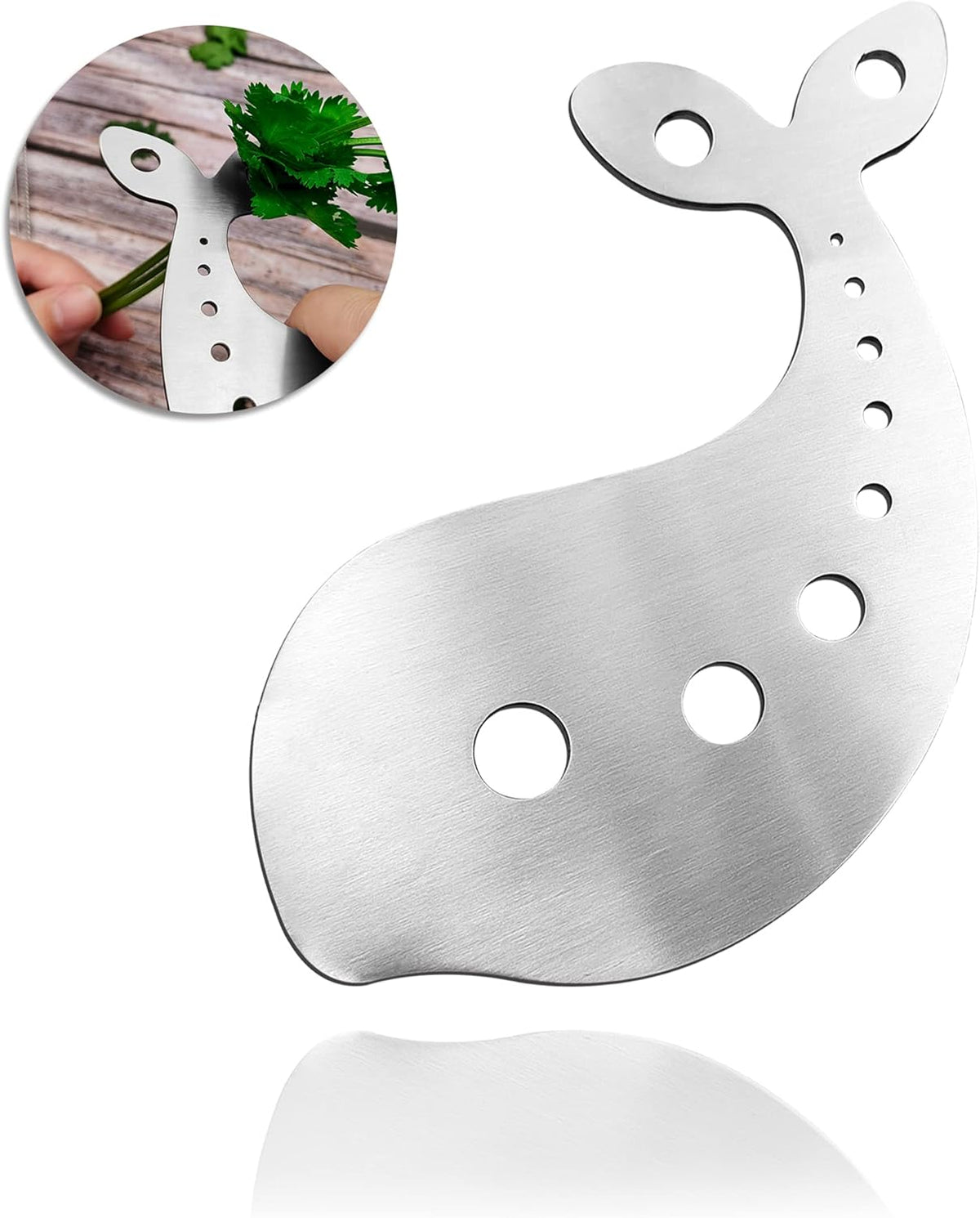 Stainless Steel Herb Stripper Tool, 10 Holes, Kitchen Leaf Remover for Kale, Thyme, Basil, Rosemary and More