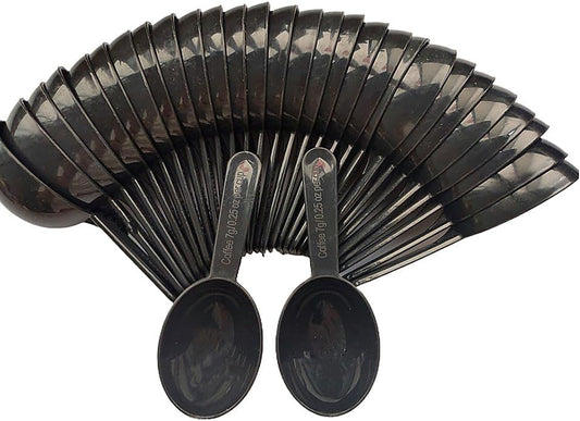 Black Short Handle Plastic Espresso Spoons, 3.8 Inch Long 0.25OZ Coffee Measuring Spoons Mini Tablespoon Scoop Dessert Spoon for Coffee Tea Sugar Cereal and Milk Powder (30 Pack)