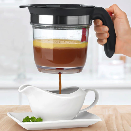 YUNWANG Fat Separator with Bottom Release, 4 Cup Capacity | Gravy Separator & Grease Trap丨Leak-Proof Bottom Release with Strainer丨Heat-Resistant BPA-Free丨 Dishwasher Safe