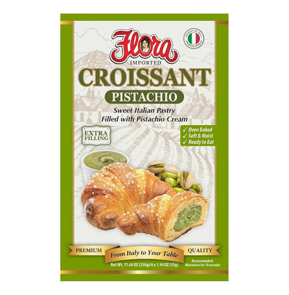 Flora Chocolate & Milk Croissants – Italian Pastry with Chocolate & Milk Cream Filling | Soft, Oven-Baked & Ready to Eat | Imported from Italy (Pack of 6)