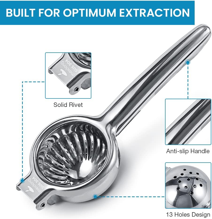 Upgraded Lemon Squeezer Super Stainless Steel 304 Hand Press Juicer Manual Citrus for Juicing Lemon ＆ Limes, Vegetables