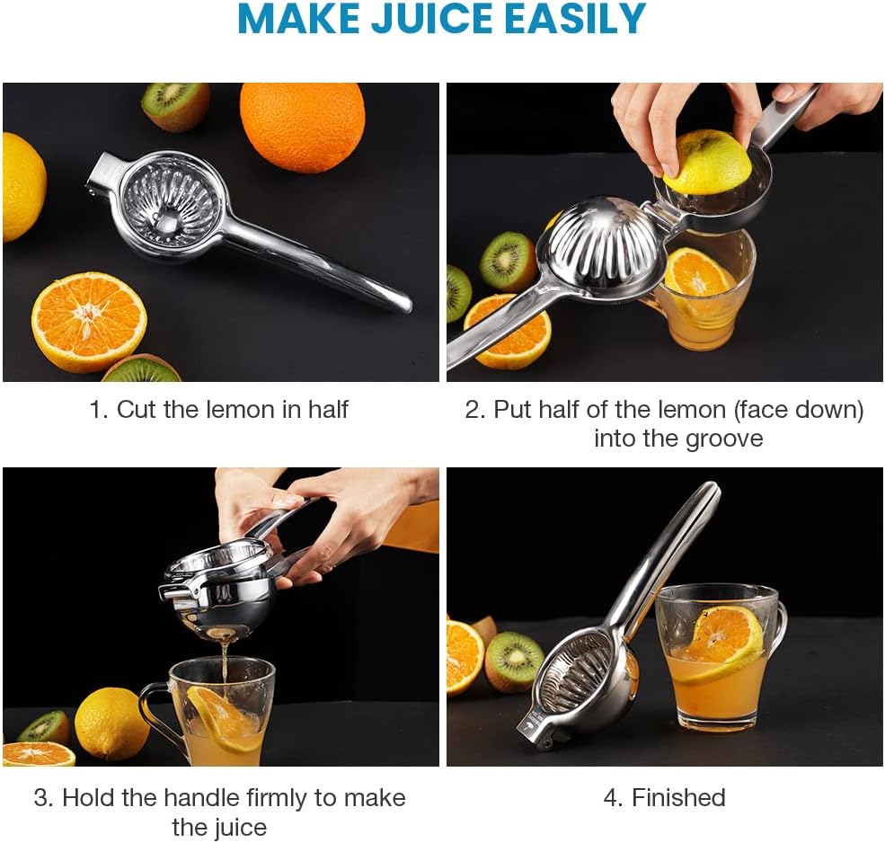 Upgraded Lemon Squeezer Super Stainless Steel 304 Hand Press Juicer Manual Citrus for Juicing Lemon ＆ Limes, Vegetables