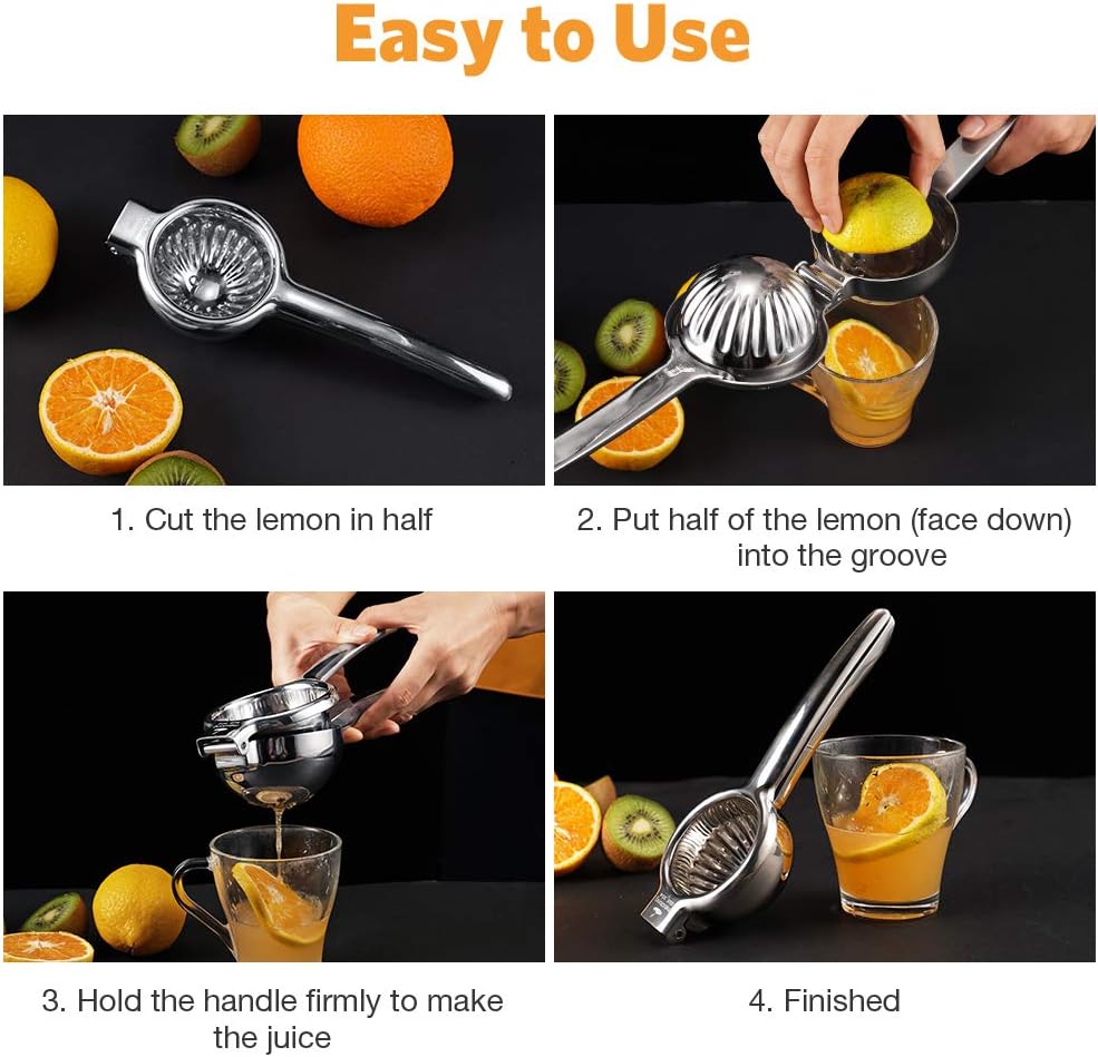 Upgraded Lemon Squeezer Super Stainless Steel 304 Hand Press Juicer Manual Citrus for Juicing Lemon ＆ Limes, Vegetables