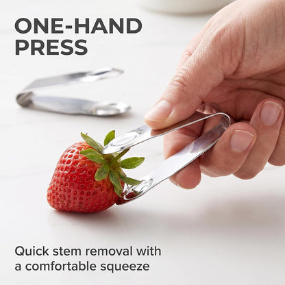 2Pcs Stainless Steel Strawberry Huller Fruit Stem Remover, Picker Leaf Peeler Tweezers Kitchen Gadgets for Strawberry Cherry Tomato Fruit Tools