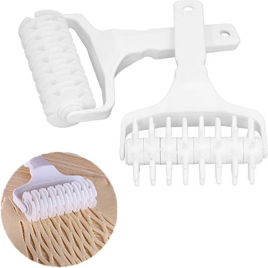 2 pcs Pizza Tools Set, Pizza Dough Docker with Pastry Lattice Roller Cutter, Time-Saver Baking Tools for Making Pizza Cookie Pie Pastry Beef Wellington, Prevents Dough from Blistering