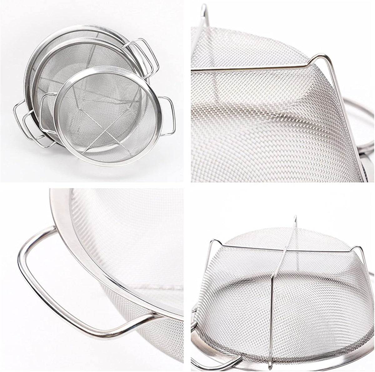 Stainless Steel Mesh Colander Strainer Basket, 3 Quart Fine Mesh Net Colander with Heavy Duty Handles & Wide Rim & Resting Feet for Strain, Drain, Rinse, Fry, Steam or Cook Vegetables & Pasta