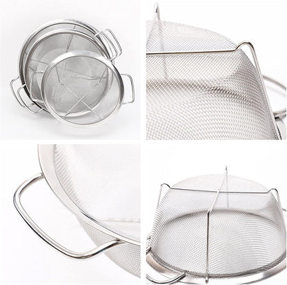 Stainless Steel Mesh Colander Strainer Basket, 3 Quart Fine Mesh Net Colander with Heavy Duty Handles & Wide Rim & Resting Feet for Strain, Drain, Rinse, Fry, Steam or Cook Vegetables & Pasta