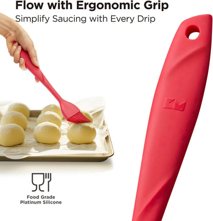 WaltzGrip Platinum Silicone Basting Pastry Brush, Red | Heat-Resistant, For Cooking, Baking, Grilling, Spreading Oil or Butter, Dishwasher-Safe