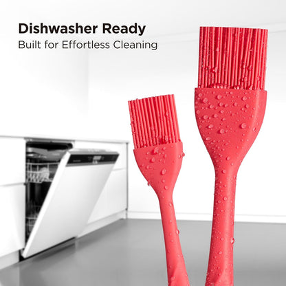 WaltzGrip Platinum Silicone Basting Pastry Brush, Red | Heat-Resistant, For Cooking, Baking, Grilling, Spreading Oil or Butter, Dishwasher-Safe