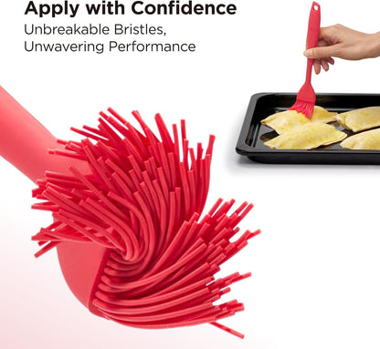 WaltzGrip Platinum Silicone Basting Pastry Brush, Red | Heat-Resistant, For Cooking, Baking, Grilling, Spreading Oil or Butter, Dishwasher-Safe