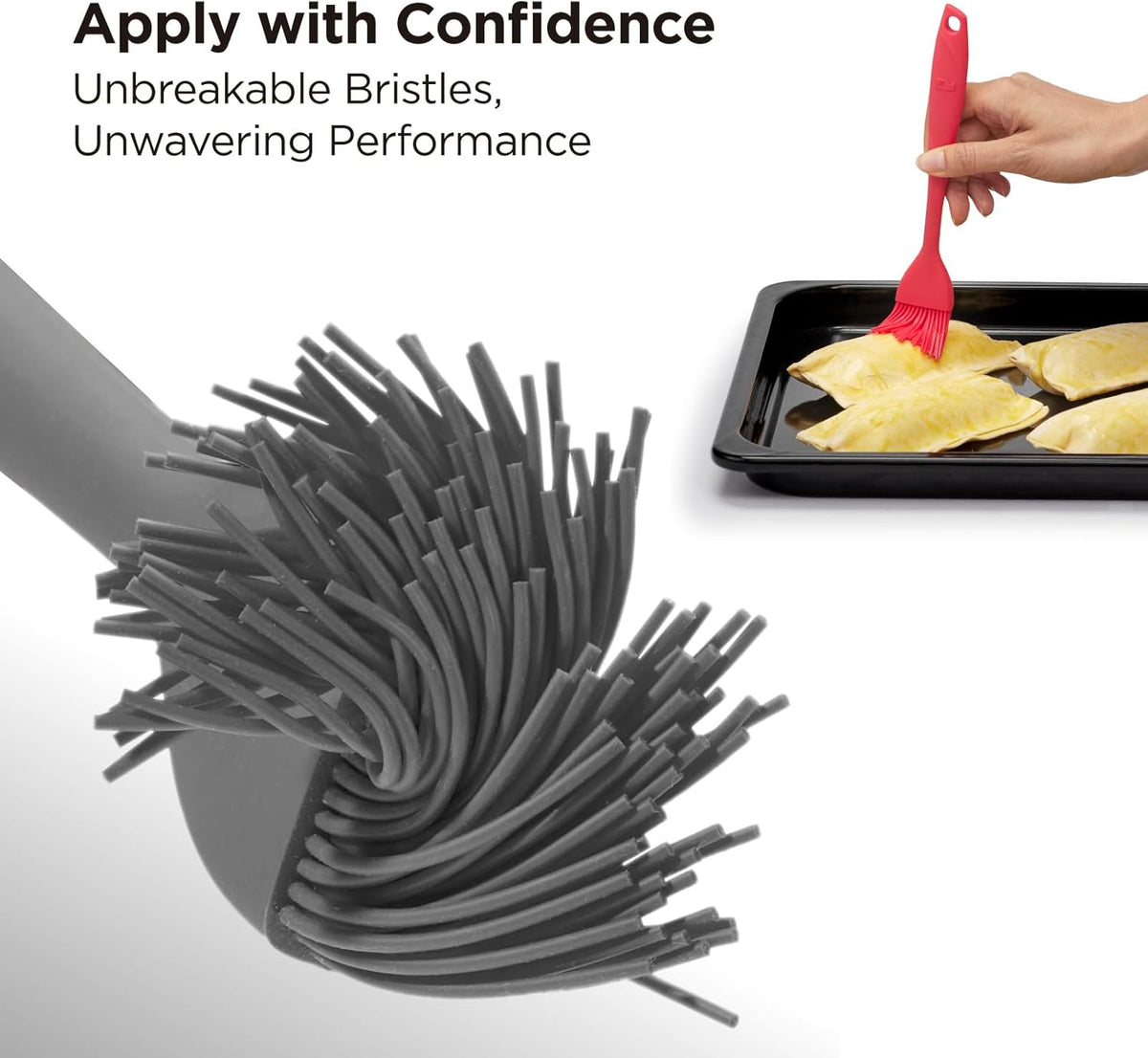 WaltzGrip Platinum Silicone Basting Pastry Brush, Red | Heat-Resistant, For Cooking, Baking, Grilling, Spreading Oil or Butter, Dishwasher-Safe