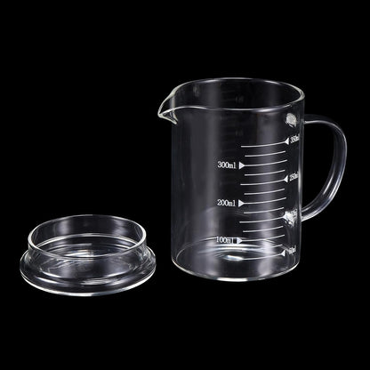 250ml Glass Measuring Cup, 3.3 Borosilicate Graduated Black Printed Scale Liquid Measure Cups Beaker with Glass Lid and V-Shaped Spout for Kitchen