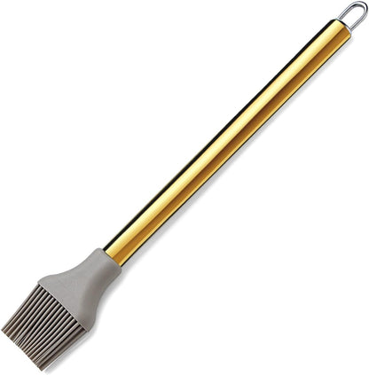 Gold Basting Brush, Non-stick Silicone Kitchen Brush For Cooking With Titanium Gold Plating Handle, Barbeque Brush, Pastry Brush, BBQ Brush, Dishwasher Safe, Easy to Clean