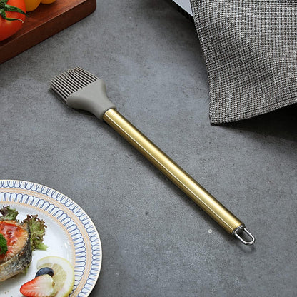 Gold Basting Brush, Non-stick Silicone Kitchen Brush For Cooking With Titanium Gold Plating Handle, Barbeque Brush, Pastry Brush, BBQ Brush, Dishwasher Safe, Easy to Clean