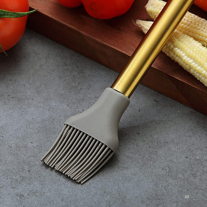 Gold Basting Brush, Non-stick Silicone Kitchen Brush For Cooking With Titanium Gold Plating Handle, Barbeque Brush, Pastry Brush, BBQ Brush, Dishwasher Safe, Easy to Clean