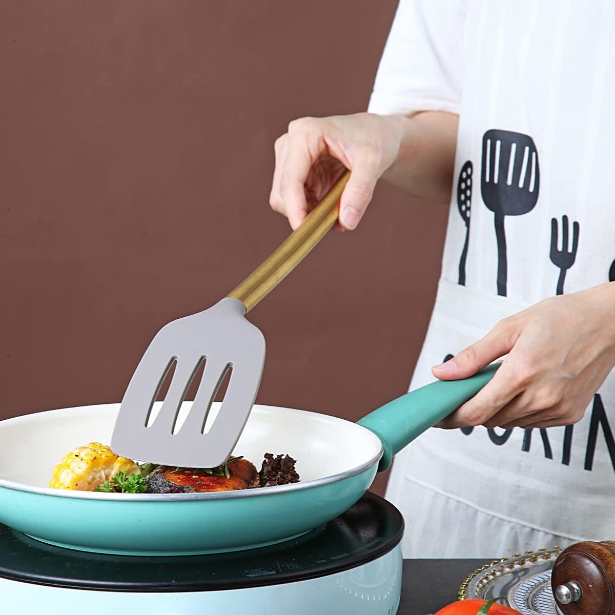 Gold Basting Brush, Non-stick Silicone Kitchen Brush For Cooking With Titanium Gold Plating Handle, Barbeque Brush, Pastry Brush, BBQ Brush, Dishwasher Safe, Easy to Clean