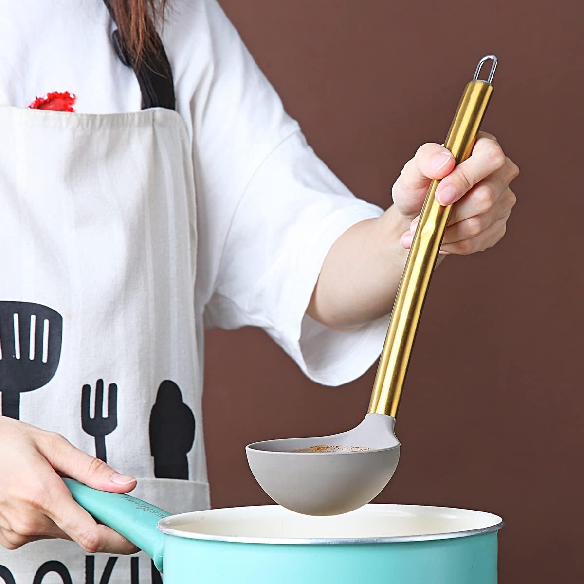 Gold Basting Brush, Non-stick Silicone Kitchen Brush For Cooking With Titanium Gold Plating Handle, Barbeque Brush, Pastry Brush, BBQ Brush, Dishwasher Safe, Easy to Clean