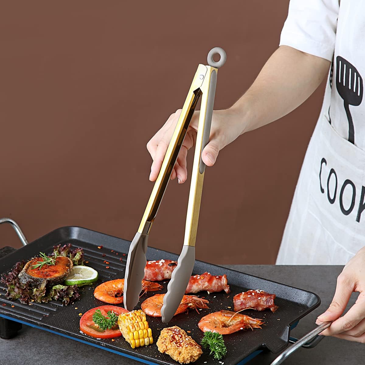 Gold Basting Brush, Non-stick Silicone Kitchen Brush For Cooking With Titanium Gold Plating Handle, Barbeque Brush, Pastry Brush, BBQ Brush, Dishwasher Safe, Easy to Clean