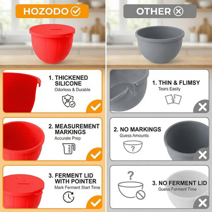 Silicone Liners for KitchenAid Mixers - Mixing Bowl Liners with Lids for 5 Qt Tilt-Head Stand Mixer, Kitchen Aid Accessories and Attachments with Measurement Markings & Timer Pointers, 3pcs