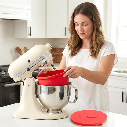 Silicone Liners for KitchenAid Mixers - Mixing Bowl Liners with Lids for 5 Qt Tilt-Head Stand Mixer, Kitchen Aid Accessories and Attachments with Measurement Markings & Timer Pointers, 3pcs
