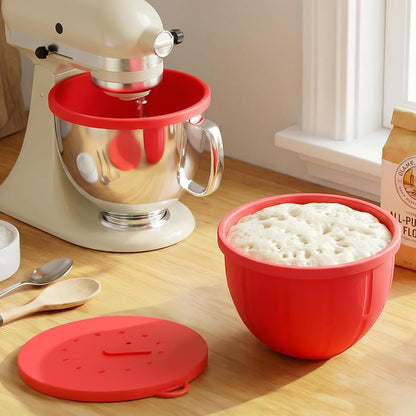 Silicone Liners for KitchenAid Mixers - Mixing Bowl Liners with Lids for 5 Qt Tilt-Head Stand Mixer, Kitchen Aid Accessories and Attachments with Measurement Markings & Timer Pointers, 3pcs
