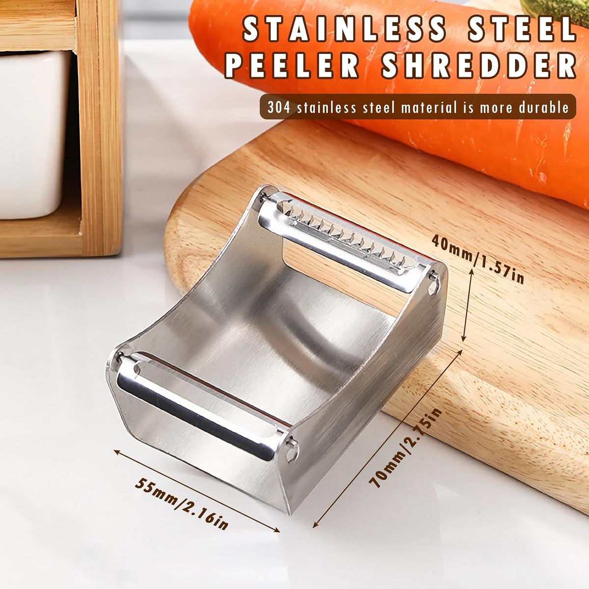 2-in-1 Vegetable Peeler & Julienne Slicer – Ultra-Sharp Stainless Steel Peeler for Carrots, Potatoes, Apples, Melons – Rustproof, Dishwasher Safe, Ergonomic Kitchen Peeler