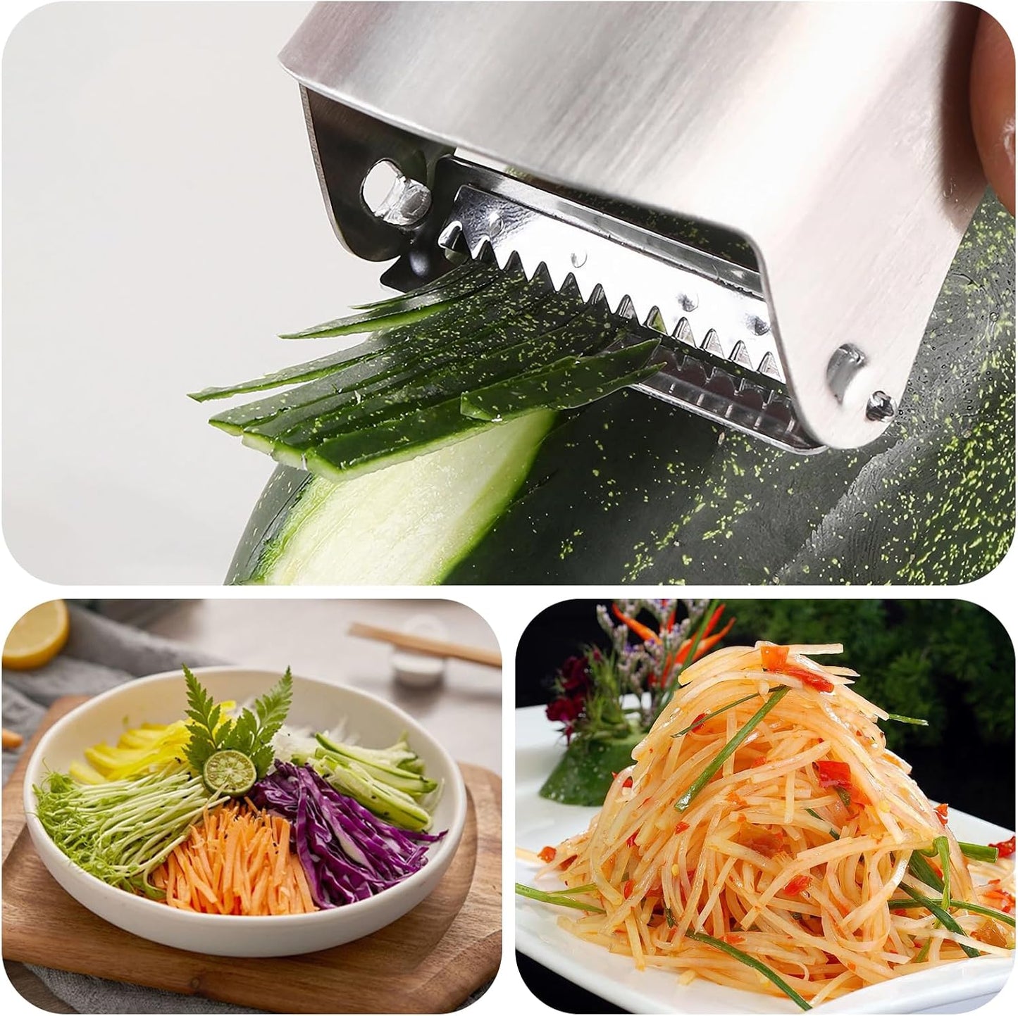 2-in-1 Vegetable Peeler & Julienne Slicer – Ultra-Sharp Stainless Steel Peeler for Carrots, Potatoes, Apples, Melons – Rustproof, Dishwasher Safe, Ergonomic Kitchen Peeler