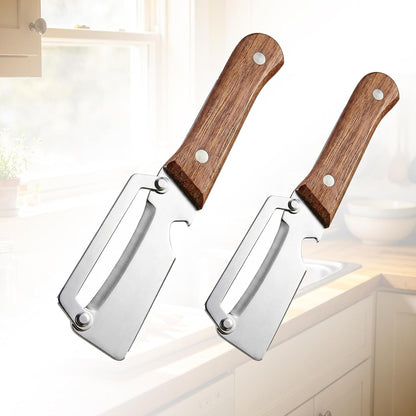 Multifunctional Premium Vegetable Peeler with Wooden Handle, Stainless Steel Blade & Bottle Opener, Non-Slip Kitchen Tool for Fruit, Apple, Potato, Pumpkin, Papaya, Zucchini