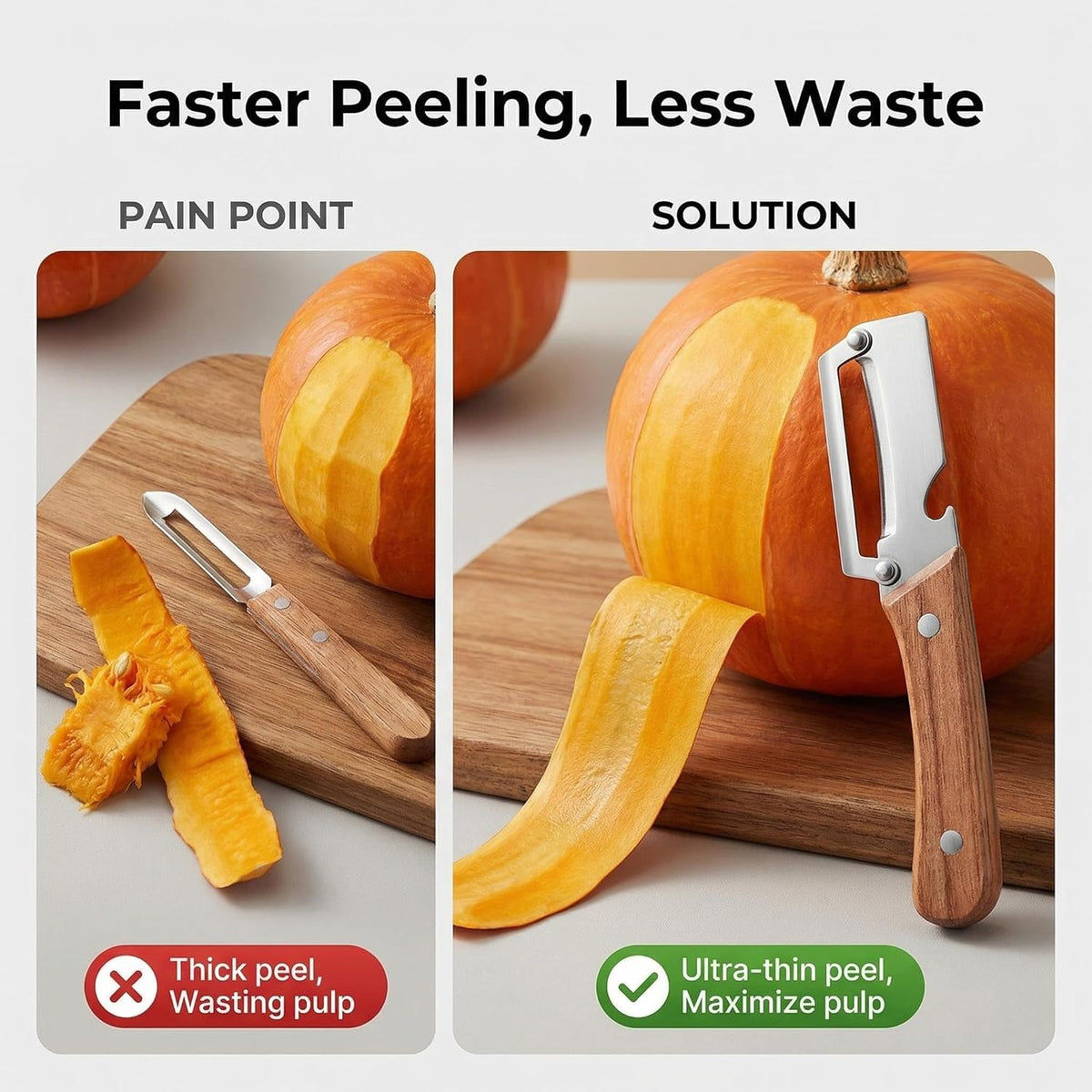 Multifunctional Premium Vegetable Peeler with Wooden Handle, Stainless Steel Blade & Bottle Opener, Non-Slip Kitchen Tool for Fruit, Apple, Potato, Pumpkin, Papaya, Zucchini
