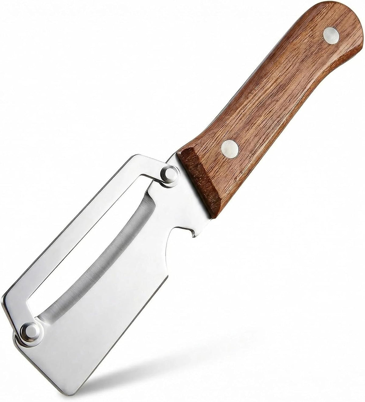 Multifunctional Premium Vegetable Peeler with Wooden Handle, Stainless Steel Blade & Bottle Opener, Non-Slip Kitchen Tool for Fruit, Apple, Potato, Pumpkin, Papaya, Zucchini