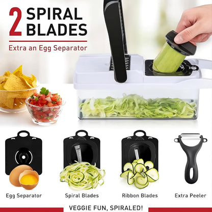 25-in-1 Vegetable Chopper with Container, Interchangeable Blades
