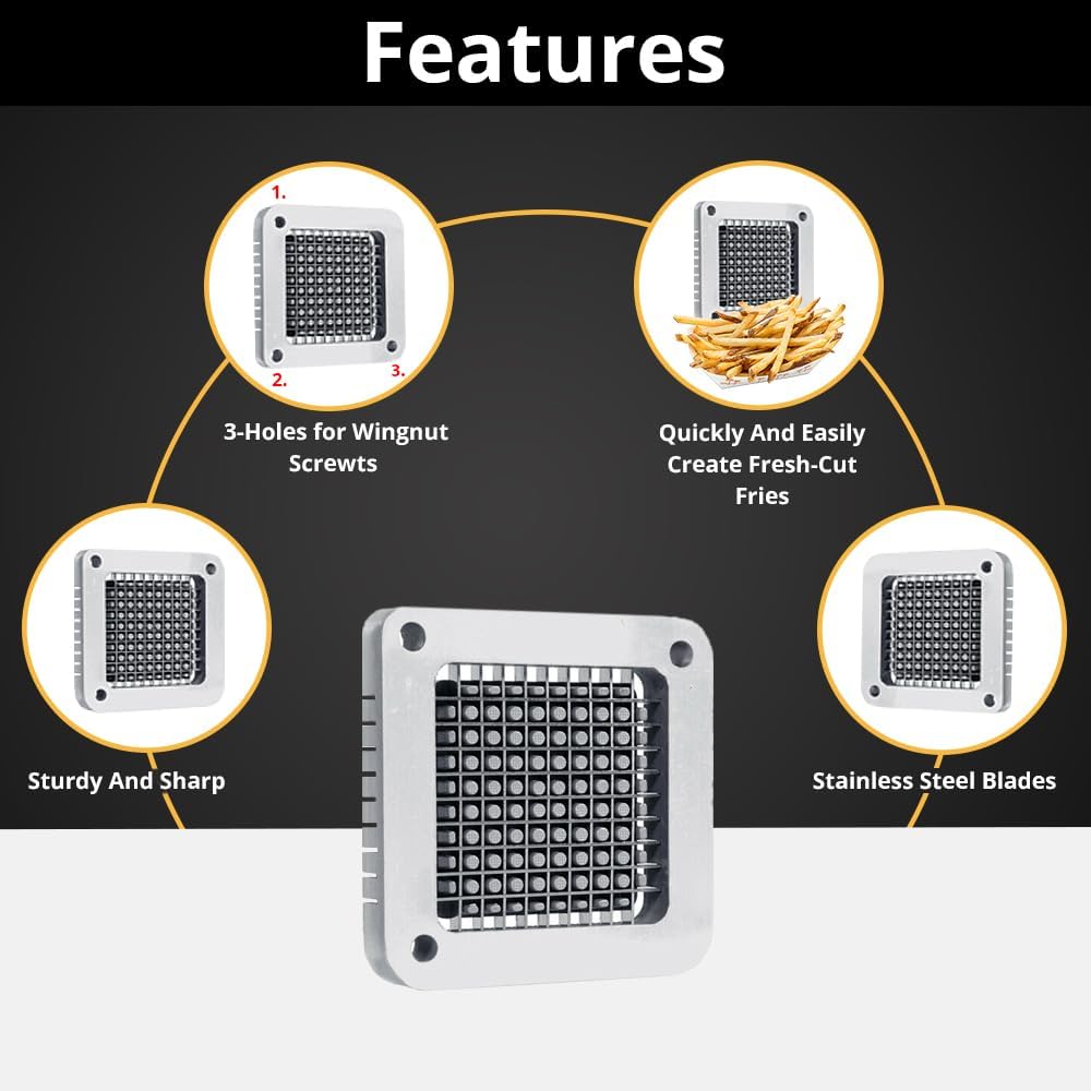 3-Hole 3/8" Cutting Frame Replacement Blade and Pushing Block Kit for French Fry Cutter