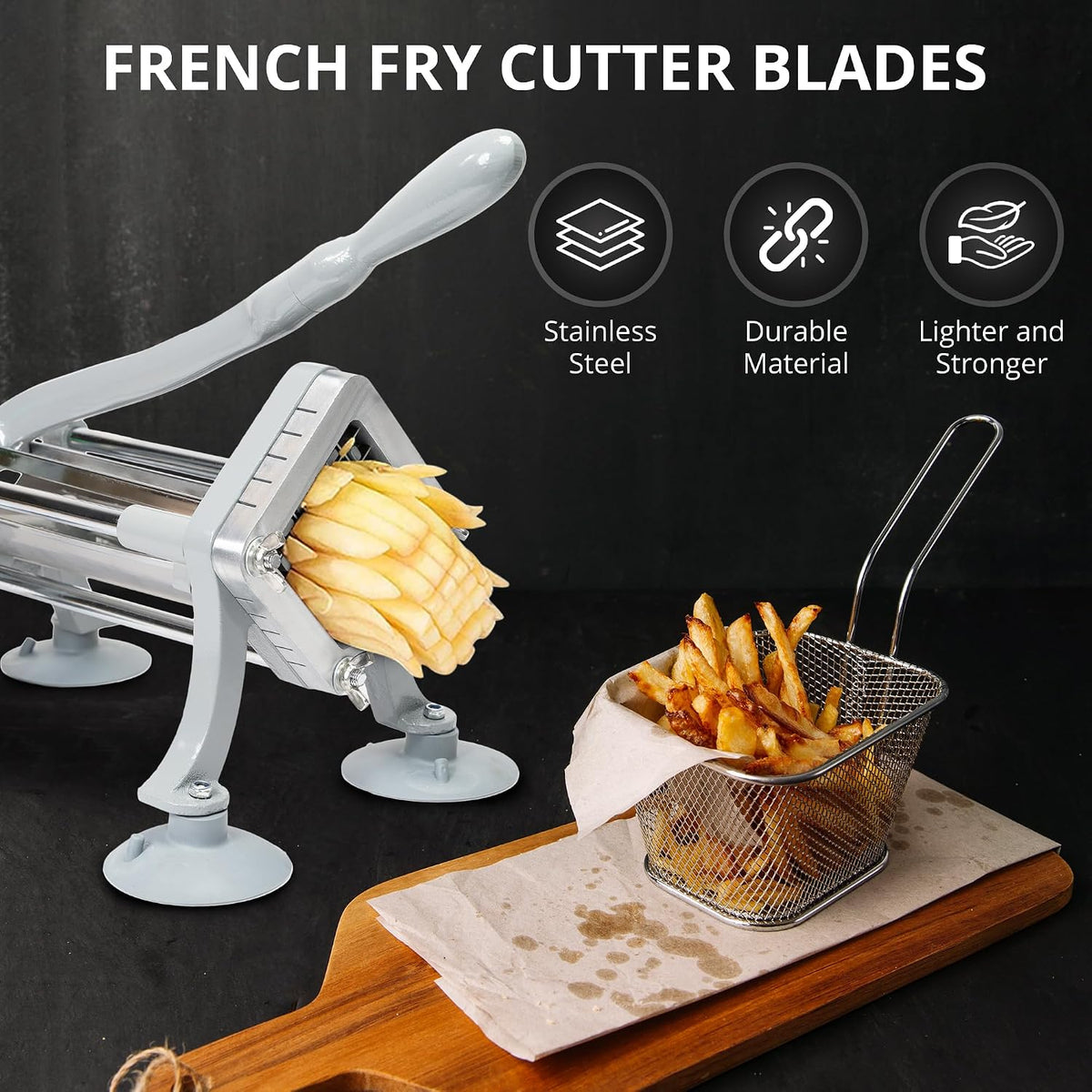 3-Hole 3/8" Cutting Frame Replacement Blade and Pushing Block Kit for French Fry Cutter