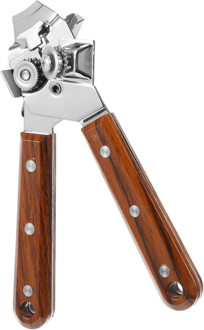 Manual can Opener with Redwood Handle Bottle Opener and Lid Tool for Kitchen Bar and Home Use Comfortable Grip Easy Turning 7.87 X 2.16 X 1.57 in
