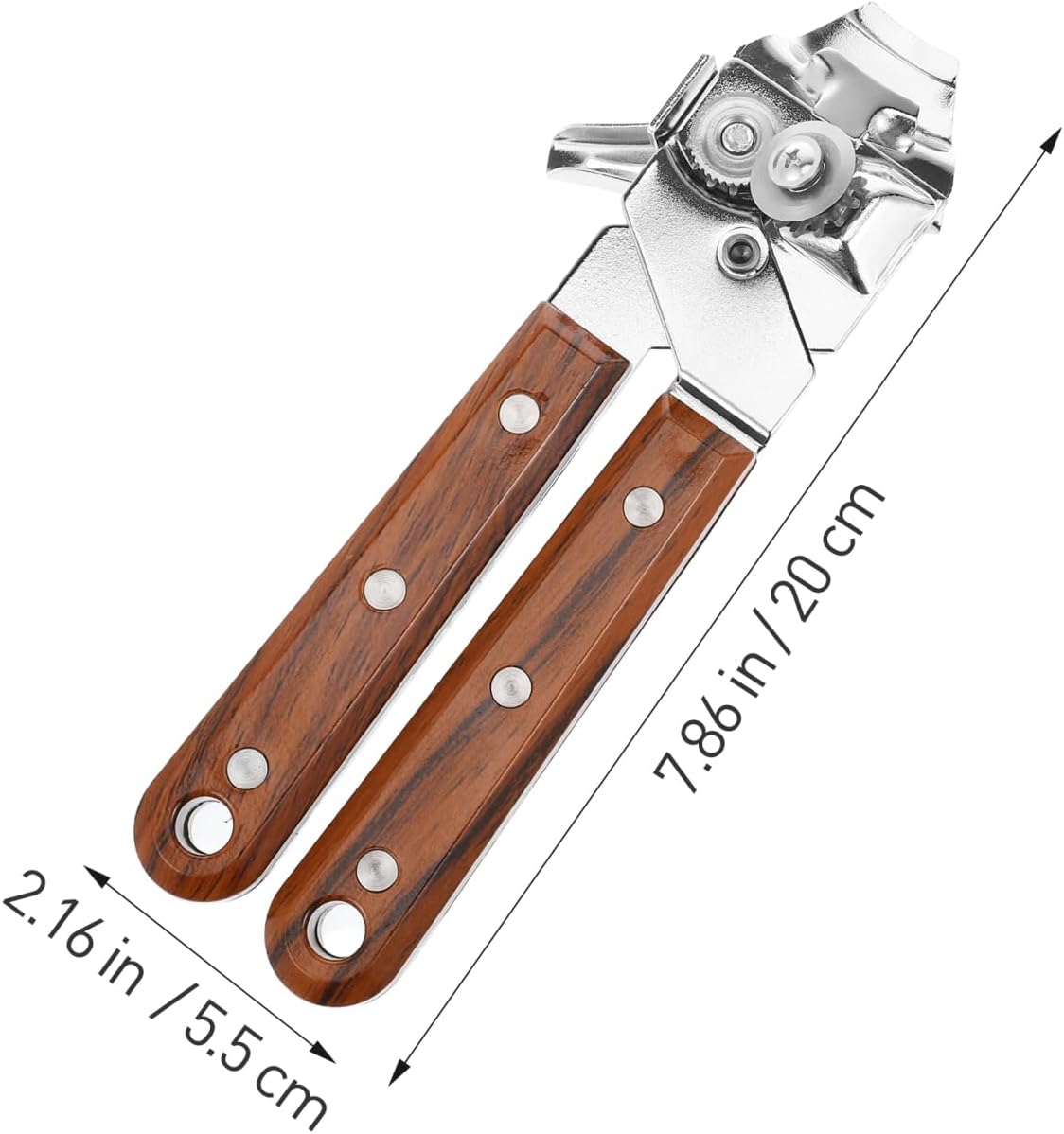 Manual can Opener with Redwood Handle Bottle Opener and Lid Tool for Kitchen Bar and Home Use Comfortable Grip Easy Turning 7.87 X 2.16 X 1.57 in