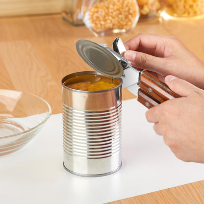 Manual can Opener with Redwood Handle Bottle Opener and Lid Tool for Kitchen Bar and Home Use Comfortable Grip Easy Turning 7.87 X 2.16 X 1.57 in