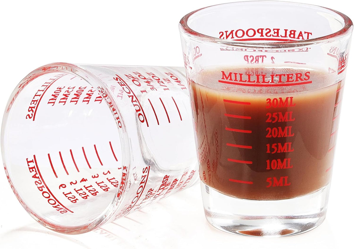 2 Pack Shot Glass Measuring Cup, 1 oz Small Cups for Measure Liquid