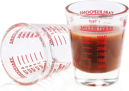 2 Pack Shot Glass Measuring Cup, 1 oz Small Cups for Measure Liquid