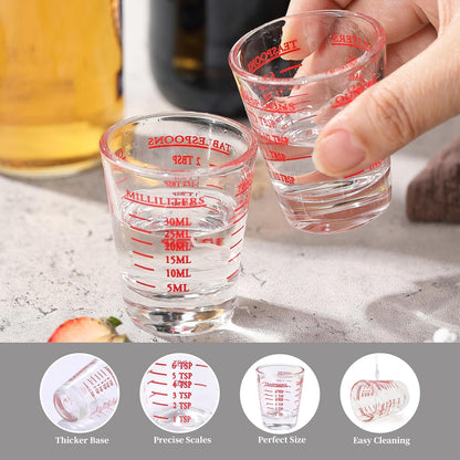 2 Pack Shot Glass Measuring Cup, 1 oz Small Cups for Measure Liquid